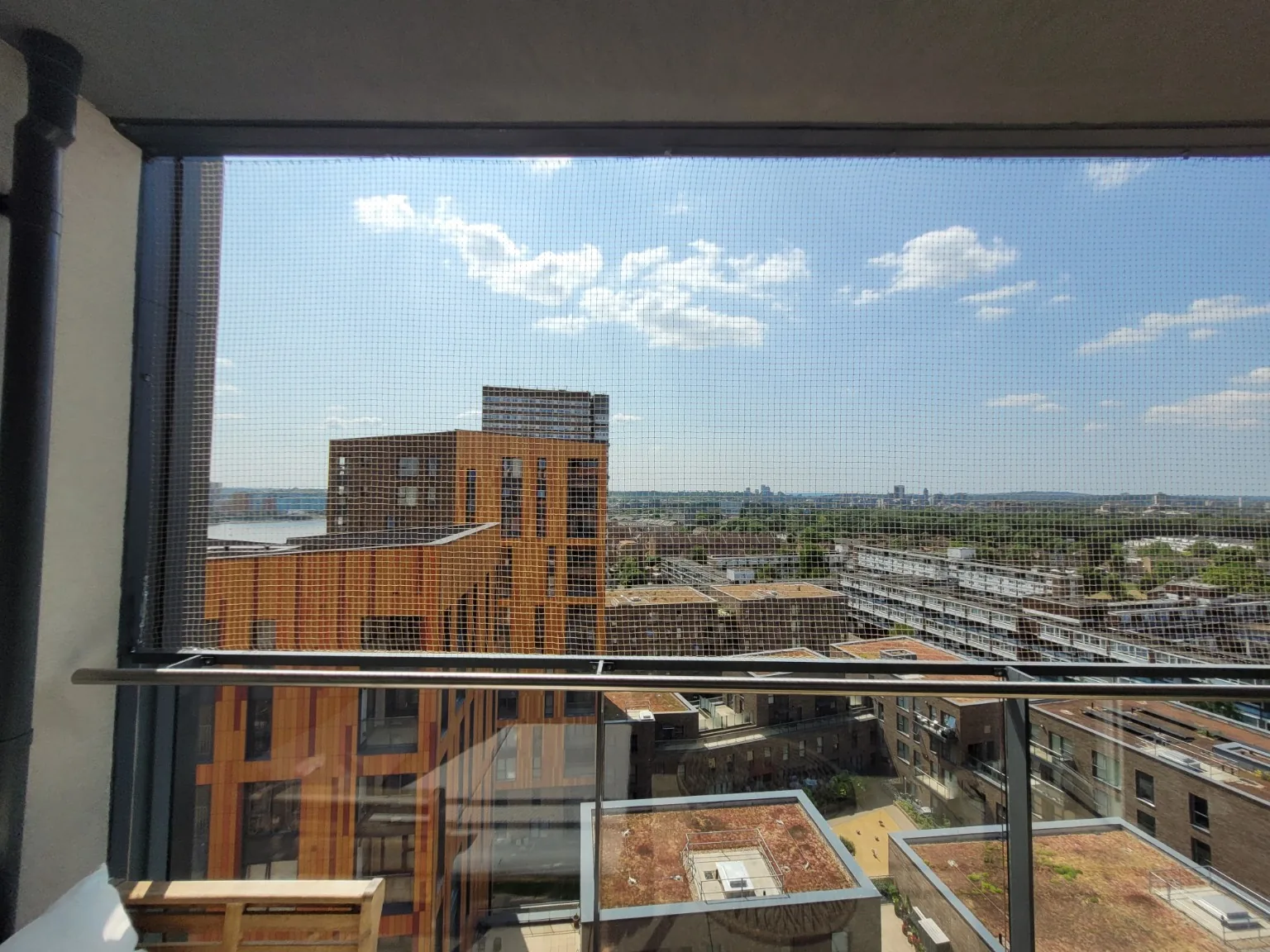 Completed balcony netting installation