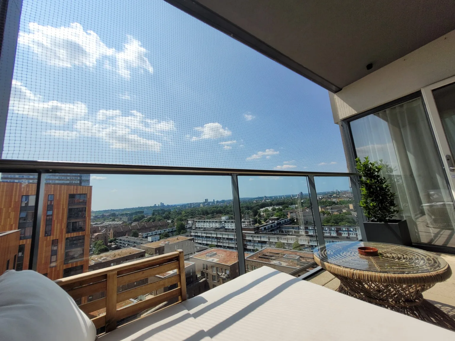 Balcony netting from inside apartment balcony