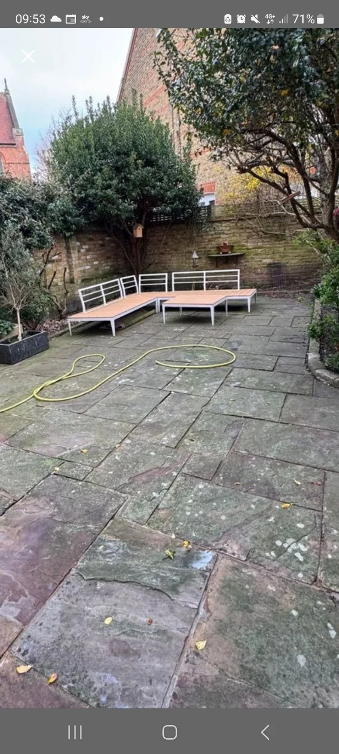 Patio before pressure cleaning